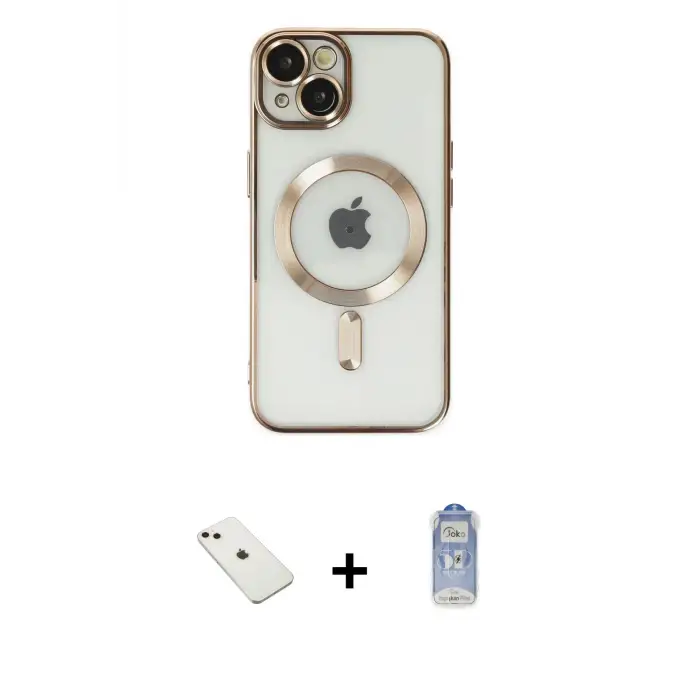 ieg™ iPhone 14 Kılıf Nova Işık Özel Seri - Siyah Joko Magic 5D Cam + Diamond Kamera Lens - PE