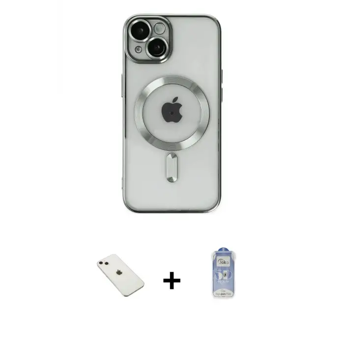 ieg™ iPhone 14 Kılıf Nova Işık Özel Seri - Siyah Joko Magic 5D Cam + Diamond Kamera Lens - PE