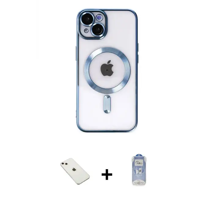 ieg™ iPhone 14 Kılıf Nova Işık Özel Seri - Siyah Joko Magic 5D Cam + Diamond Kamera Lens - PE