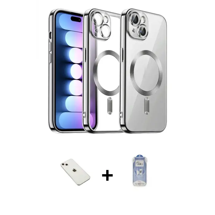 ieg™ iPhone 14 Kılıf Nova Işık Özel Seri - Siyah Joko Magic 5D Cam + Diamond Kamera Lens - PE