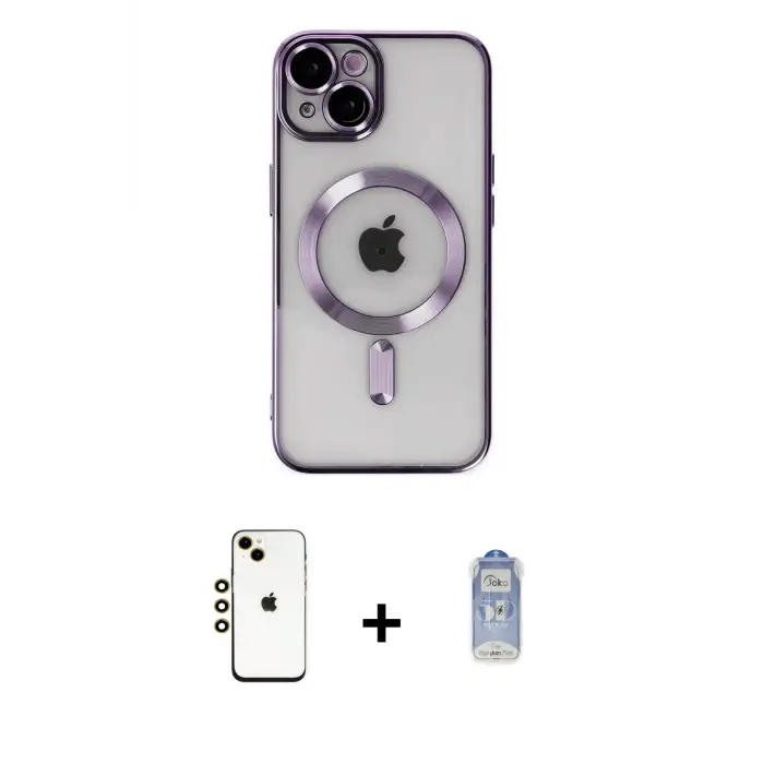 ieg™ iPhone 14 Kılıf Nova Işık Özel Seri - Siyah Joko Magic 5D Cam + Shine Kamera Lens - GD
