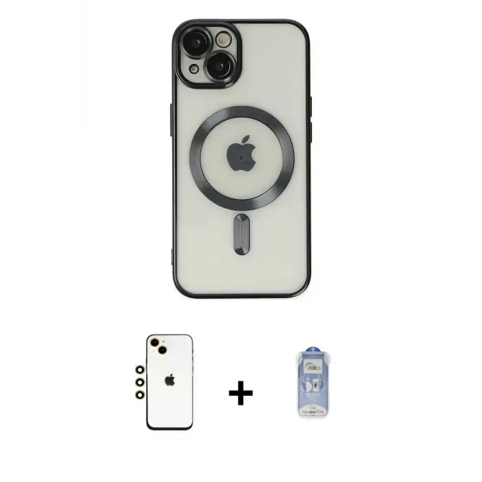 ieg™ iPhone 14 Kılıf Nova Işık Özel Seri - Siyah Joko Magic 5D Cam + Shine Kamera Lens - GD