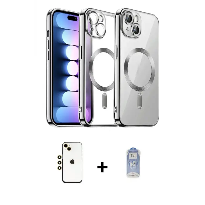 ieg™ iPhone 14 Kılıf Nova Işık Özel Seri - Siyah Joko Magic 5D Cam + Shine Kamera Lens - GD