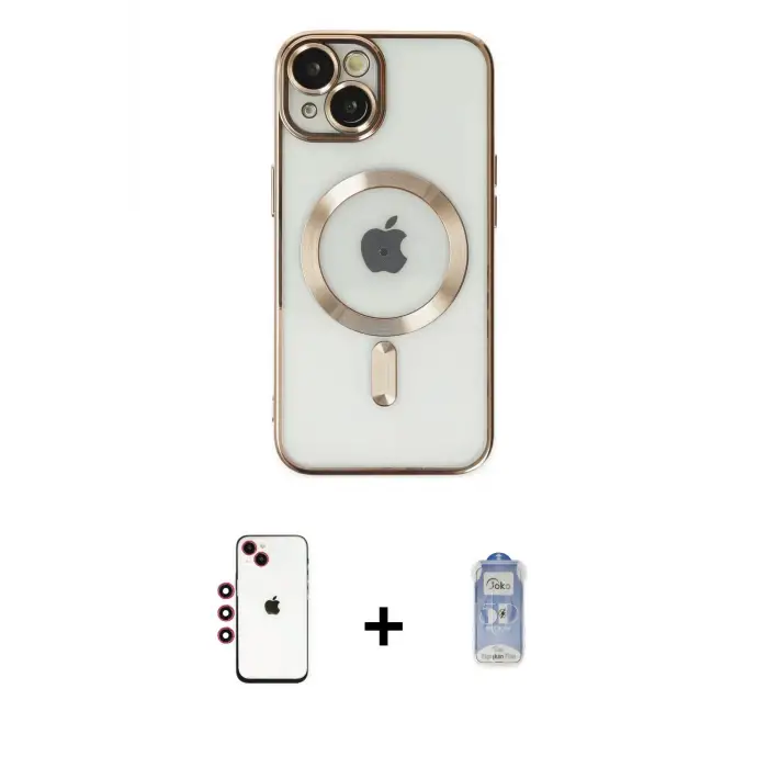 ieg™ iPhone 14 Kılıf Nova Işık Özel Seri - Siyah Joko Magic 5D Cam + Shine Kamera Lens - KI