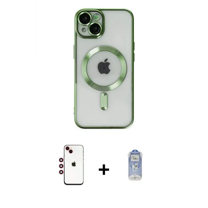 ieg™ iPhone 14 Kılıf Nova Işık Özel Seri - Siyah Joko Magic 5D Cam + Shine Kamera Lens - KI