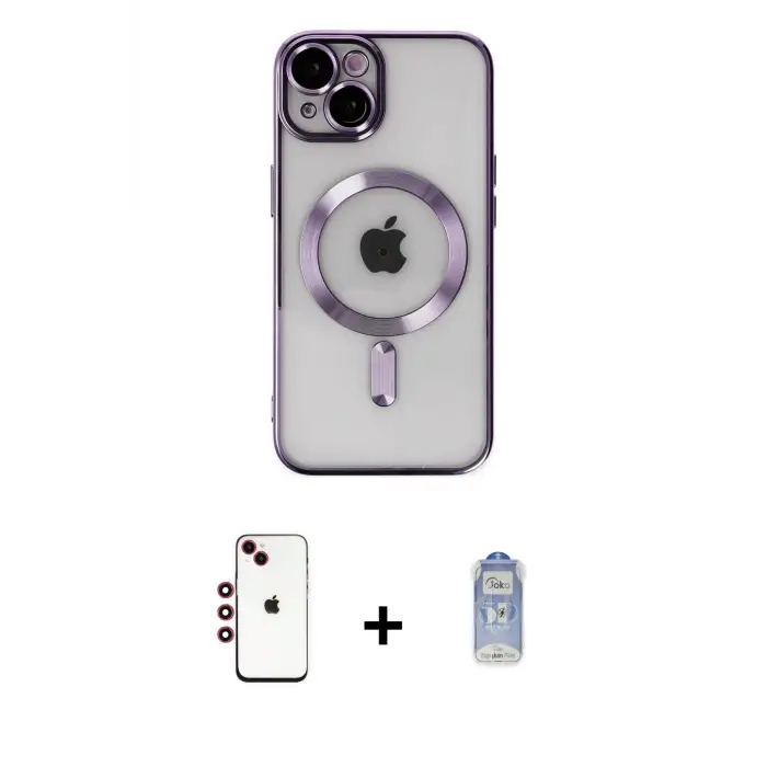 ieg™ iPhone 14 Kılıf Nova Işık Özel Seri - Siyah Joko Magic 5D Cam + Shine Kamera Lens - KI