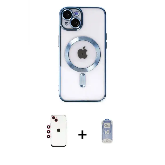 ieg™ iPhone 14 Kılıf Nova Işık Özel Seri - Siyah Joko Magic 5D Cam + Shine Kamera Lens - KI