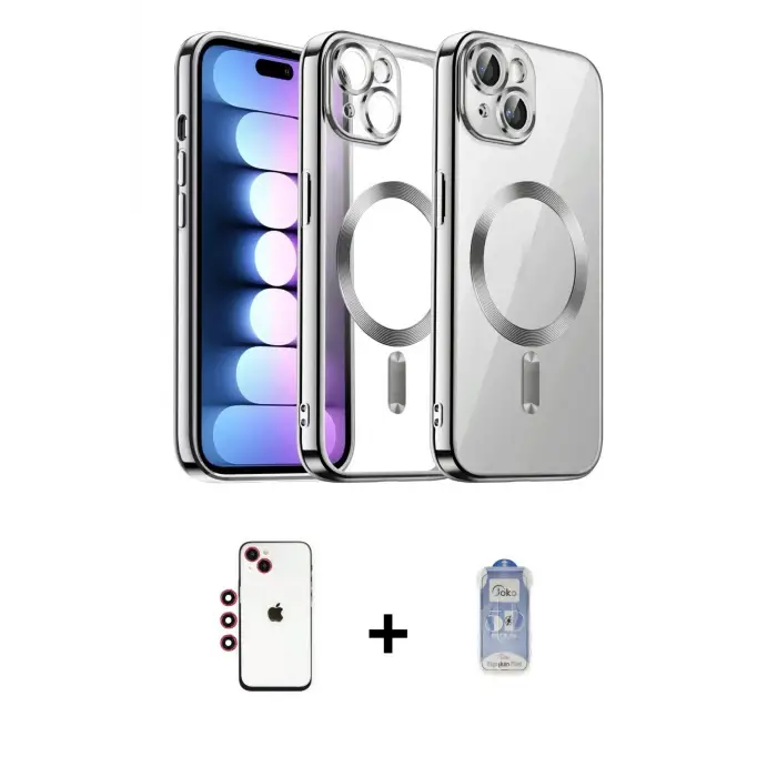 ieg™ iPhone 14 Kılıf Nova Işık Özel Seri - Siyah Joko Magic 5D Cam + Shine Kamera Lens - KI