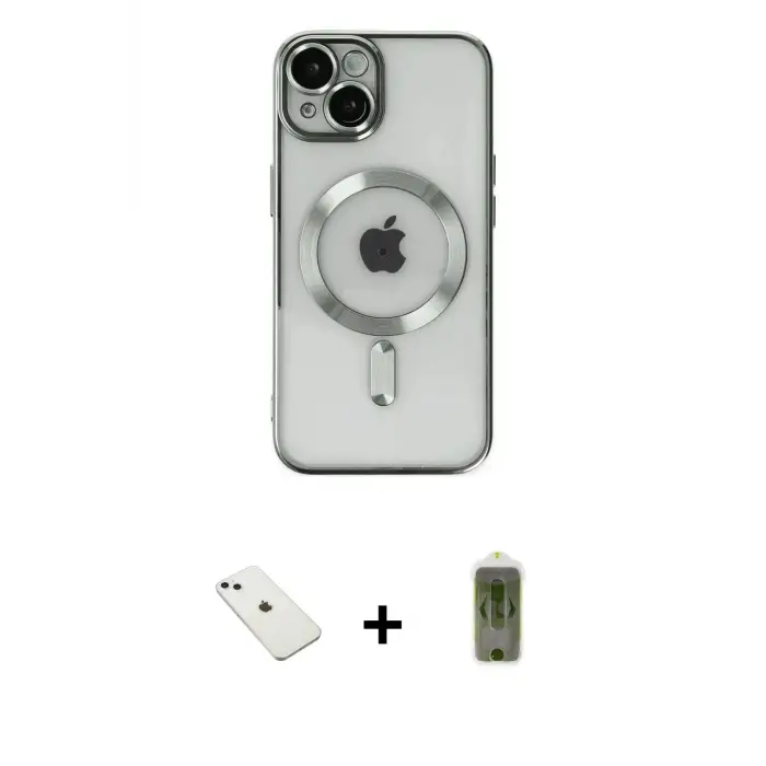 ieg™ iPhone 14 Kılıf Nova Işık Özel Seri - Siyah Joko Magic 5D Hayalet Cam + Diamond Kamera Lens - SABE