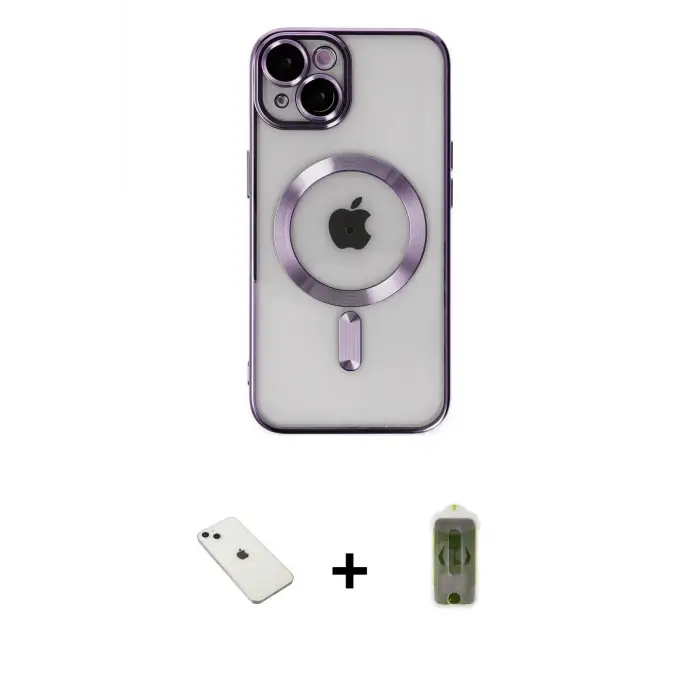 ieg™ iPhone 14 Kılıf Nova Işık Özel Seri - Siyah Joko Magic 5D Hayalet Cam + Diamond Kamera Lens - SABE