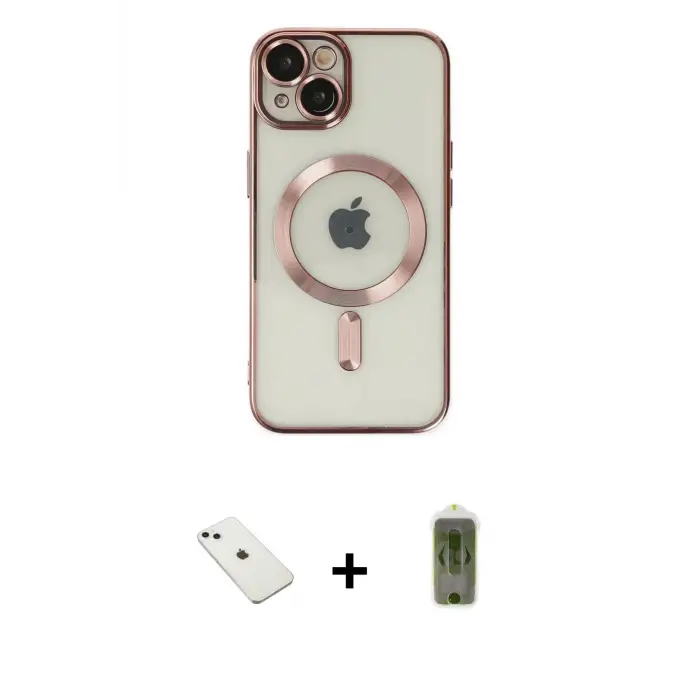ieg™ iPhone 14 Kılıf Nova Işık Özel Seri - Siyah Joko Magic 5D Hayalet Cam + Diamond Kamera Lens - SABE