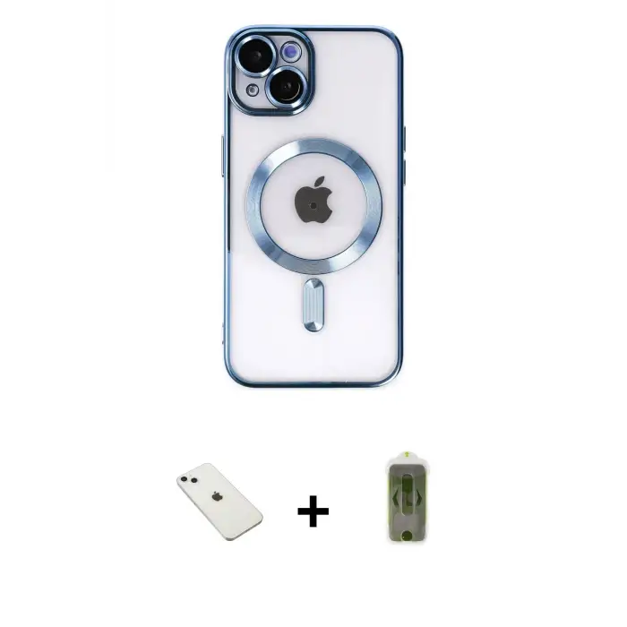 ieg™ iPhone 14 Kılıf Nova Işık Özel Seri - Siyah Joko Magic 5D Hayalet Cam + Diamond Kamera Lens - SABE
