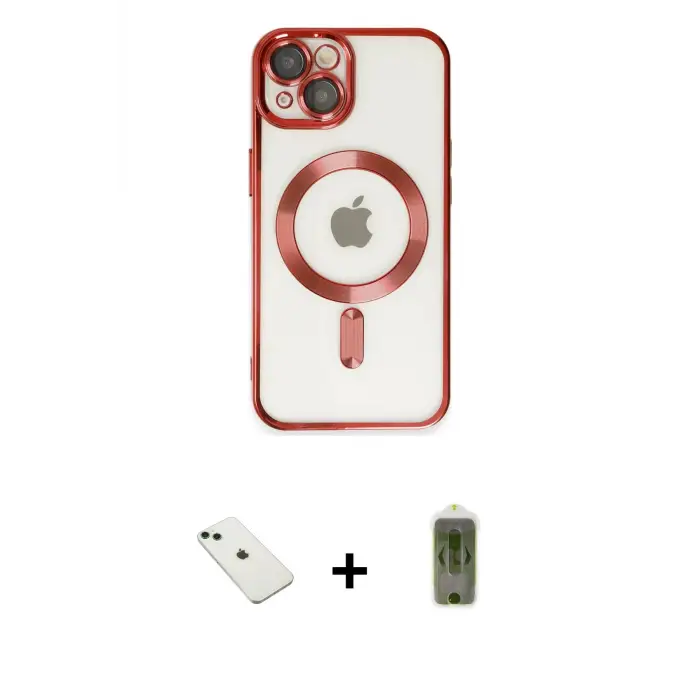 ieg™ iPhone 14 Kılıf Nova Işık Özel Seri - Siyah Joko Magic 5D Hayalet Cam + Diamond Kamera Lens - YL