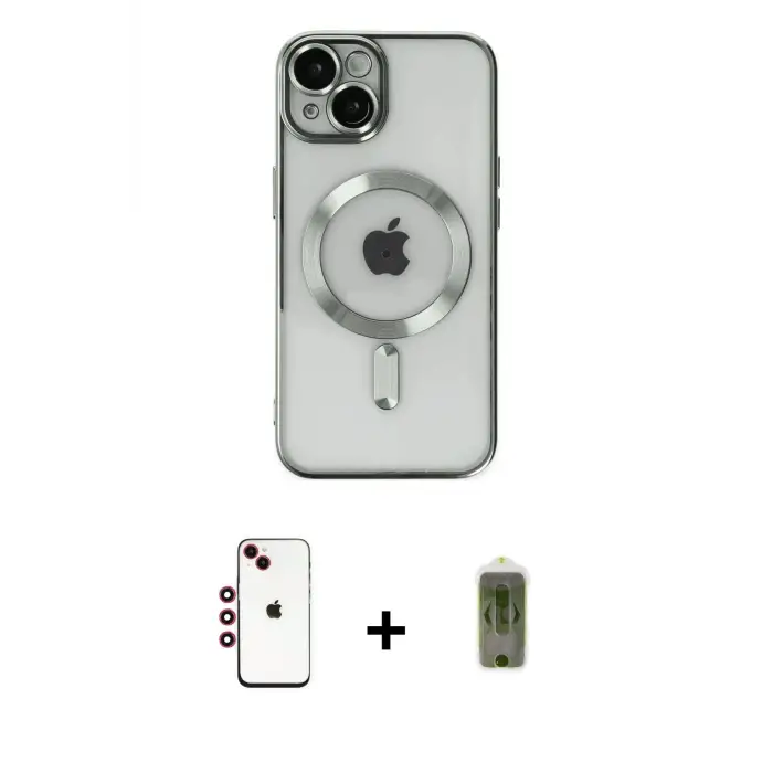 ieg™ iPhone 14 Kılıf Nova Işık Özel Seri - Siyah Joko Magic 5D Hayalet Cam + Shine Kamera Lens - KI