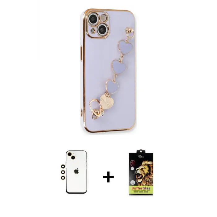 ieg™ iPhone 14 Kılıf Nova Işık Prime - Siyah Buffer Cam Ekran Koruyucu + Shine Kamera Lens - GD