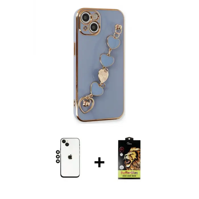 ieg™ iPhone 14 Kılıf Nova Işık Prime - Siyah Buffer Cam Ekran Koruyucu + Shine Kamera Lens - SH