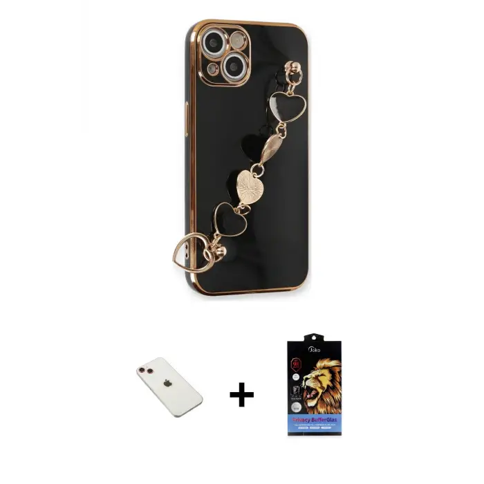 ieg™ iPhone 14 Kılıf Nova Işık Prime - Siyah Buffer Hayalet Cam Ekran Koruyucu + Diamond Kamera Lens - KI