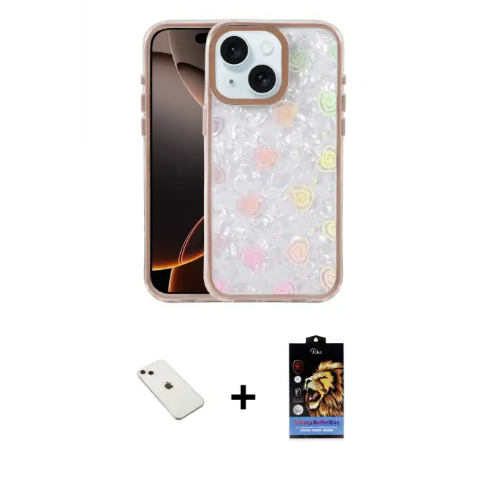 ieg™ iPhone 14 Kılıf Odak Prime - Siyah Buffer Hayalet Cam Ekran Koruyucu + Diamond Kamera Lens - PE