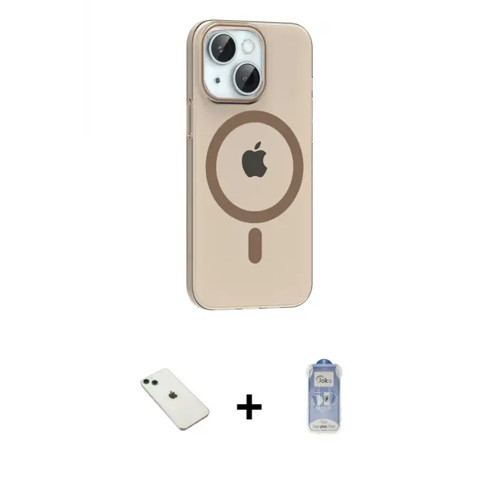 ieg™ iPhone 14 Kılıf Pusula Form Özel Seri - Siyah Joko Magic 5D Cam + Diamond Kamera Lens - YL