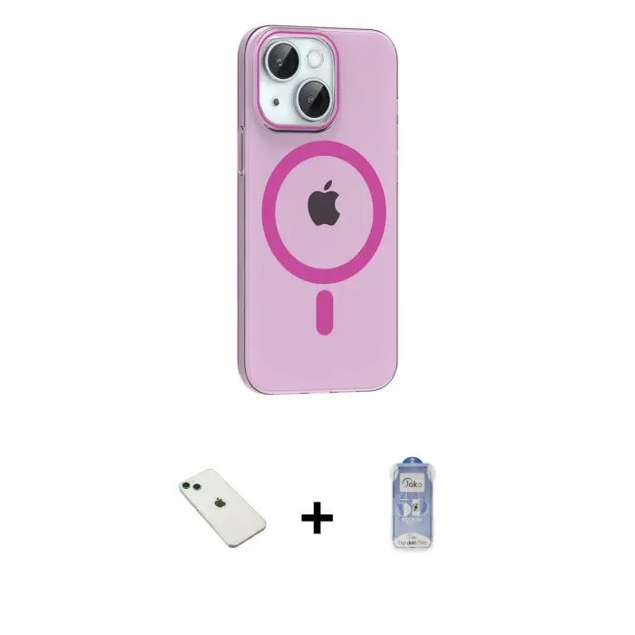 ieg™ iPhone 14 Kılıf Pusula Form Özel Seri - Siyah Joko Magic 5D Cam + Diamond Kamera Lens - YL