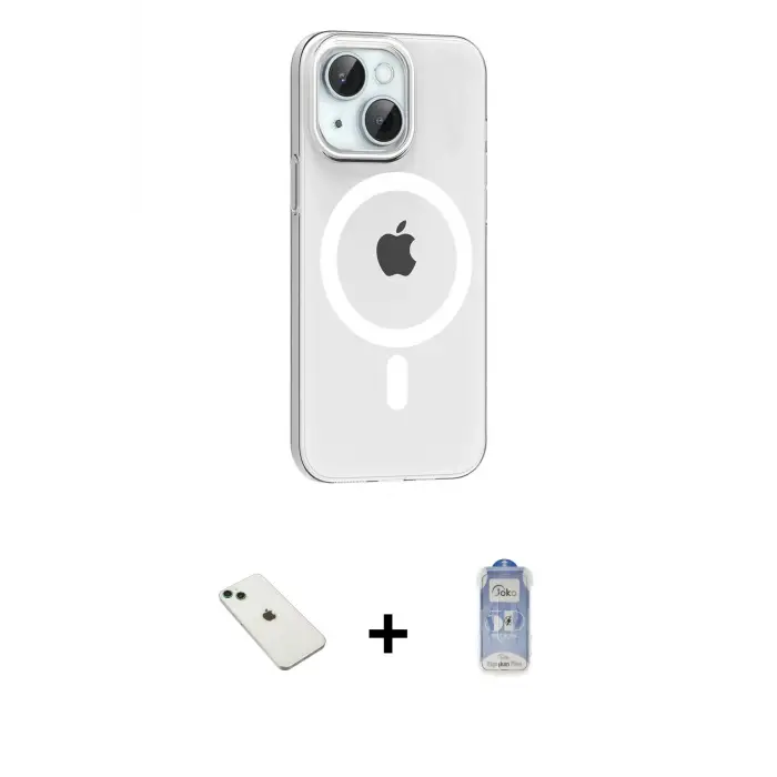ieg™ iPhone 14 Kılıf Pusula Form Özel Seri - Siyah Joko Magic 5D Cam + Diamond Kamera Lens - YL