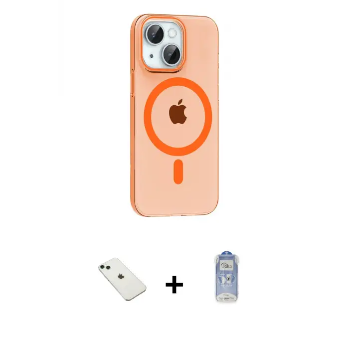 ieg™ iPhone 14 Kılıf Pusula Form Özel Seri - Siyah Joko Magic 5D Cam + Diamond Kamera Lens - YL