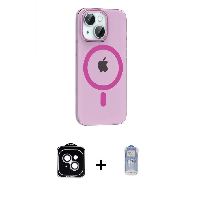 ieg™ iPhone 14 Kılıf Pusula Form Özel Seri - Siyah Joko Magic 5D Cam + PVD Metal Kamera Lens - MI