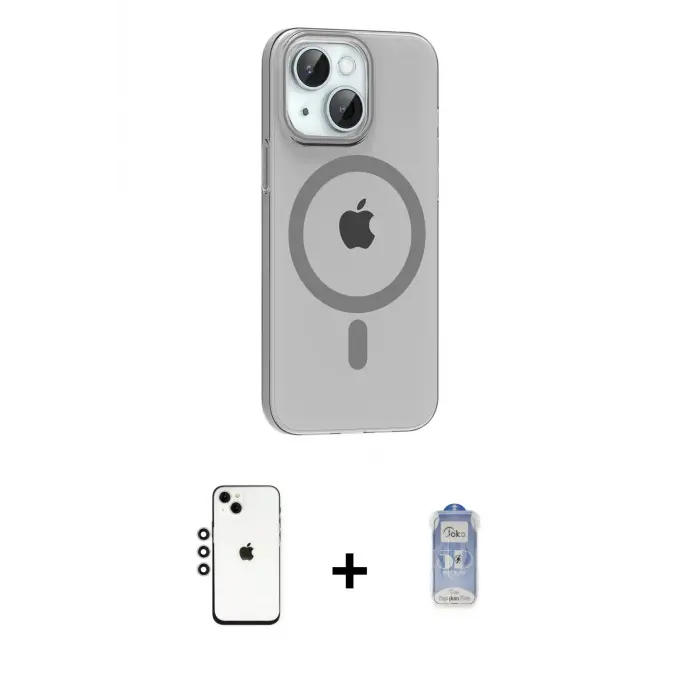 ieg™ iPhone 14 Kılıf Pusula Form Özel Seri - Siyah Joko Magic 5D Cam + Shine Kamera Lens - GS