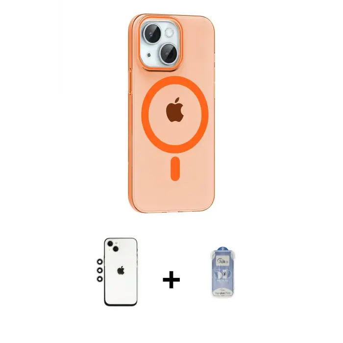 ieg™ iPhone 14 Kılıf Pusula Form Özel Seri - Siyah Joko Magic 5D Cam + Shine Kamera Lens - GS