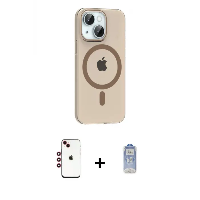 ieg™ iPhone 14 Kılıf Pusula Form Özel Seri - Siyah Joko Magic 5D Cam + Shine Kamera Lens - KI