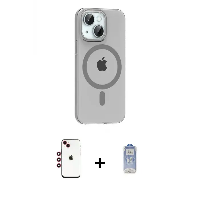 ieg™ iPhone 14 Kılıf Pusula Form Özel Seri - Siyah Joko Magic 5D Cam + Shine Kamera Lens - KI