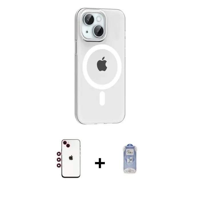 ieg™ iPhone 14 Kılıf Pusula Form Özel Seri - Siyah Joko Magic 5D Cam + Shine Kamera Lens - KI