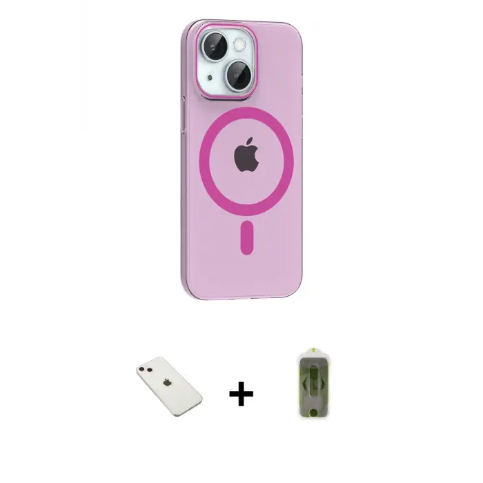 ieg™ iPhone 14 Kılıf Pusula Form Özel Seri - Siyah Joko Magic 5D Hayalet Cam + Diamond Kamera Lens - PE