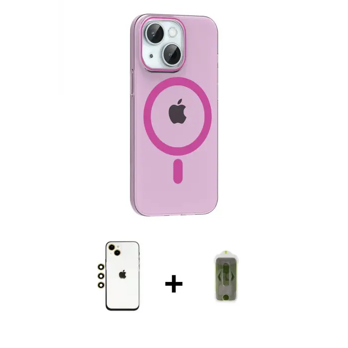 ieg™ iPhone 14 Kılıf Pusula Form Özel Seri - Siyah Joko Magic 5D Hayalet Cam + Shine Kamera Lens - GD