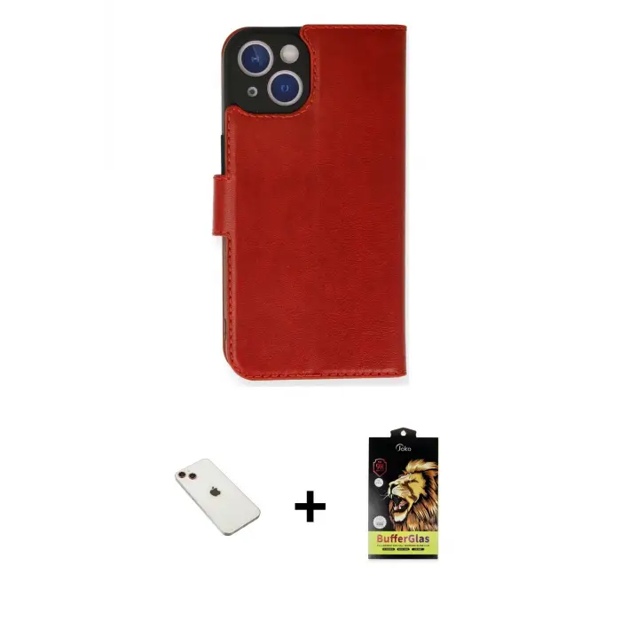ieg™ iPhone 14 Kılıf Siluet Işık Serisi - Siyah Buffer Cam Ekran Koruyucu + Diamond Kamera Lens - KI