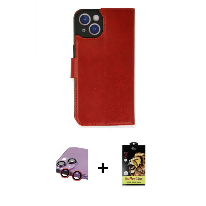 ieg™ iPhone 14 Kılıf Siluet Işık Serisi - Siyah Buffer Cam Ekran Koruyucu + Raze Metal Kamera Lens - KI
