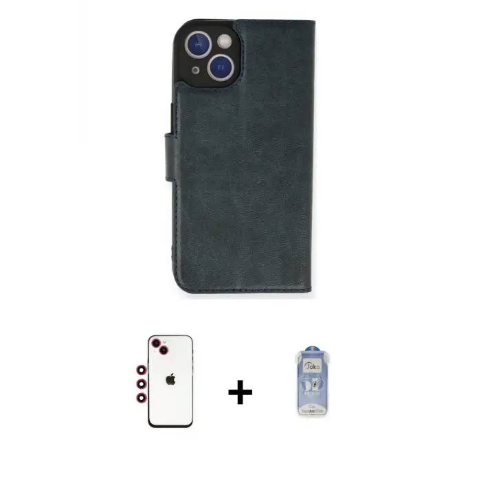 ieg™ iPhone 14 Kılıf Siluet Işık Serisi - Siyah Joko Magic 5D Cam + Shine Kamera Lens - KI