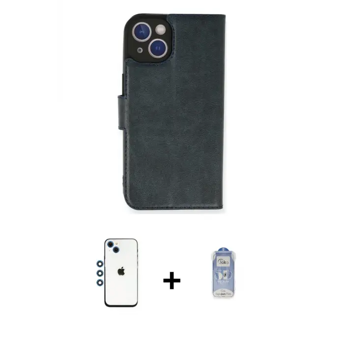 ieg™ iPhone 14 Kılıf Siluet Işık Serisi - Siyah Joko Magic 5D Cam + Shine Kamera Lens - MI