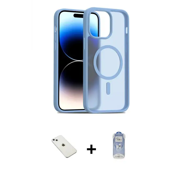 ieg™ iPhone 14 Kılıf Siluet Minimal Prime - Siyah Joko Magic 5D Cam + Diamond Kamera Lens - SABE