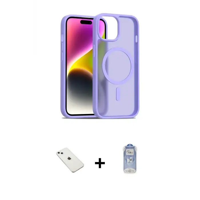 ieg™ iPhone 14 Kılıf Siluet Minimal Prime - Siyah Joko Magic 5D Cam + Diamond Kamera Lens - SABE