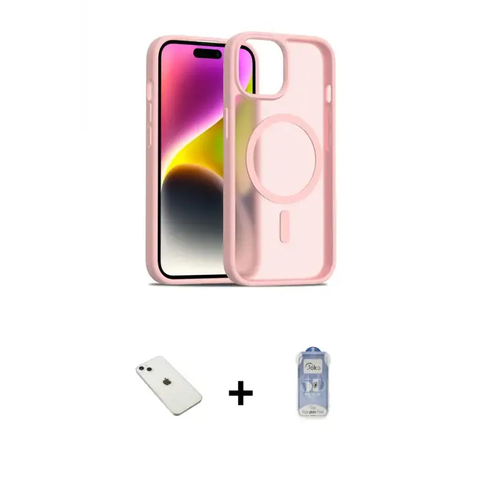 ieg™ iPhone 14 Kılıf Siluet Minimal Prime - Siyah Joko Magic 5D Cam + Diamond Kamera Lens - SABE