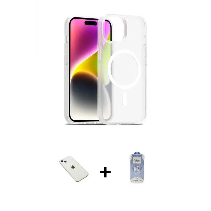 ieg™ iPhone 14 Kılıf Siluet Minimal Prime - Siyah Joko Magic 5D Cam + Diamond Kamera Lens - SABE