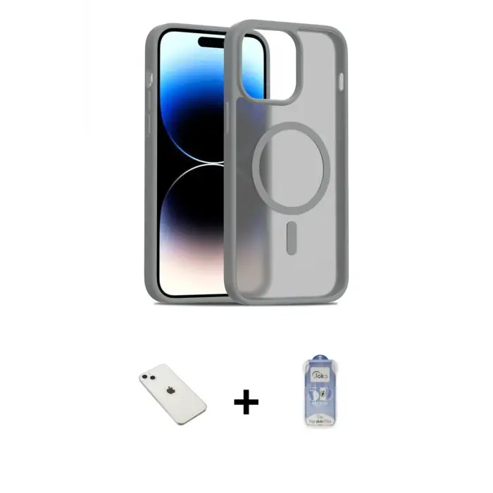 ieg™ iPhone 14 Kılıf Siluet Minimal Prime - Siyah Joko Magic 5D Cam + Diamond Kamera Lens - SABE