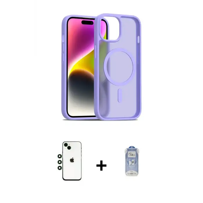 ieg™ iPhone 14 Kılıf Siluet Minimal Prime - Siyah Joko Magic 5D Cam + Shine Kamera Lens - YL