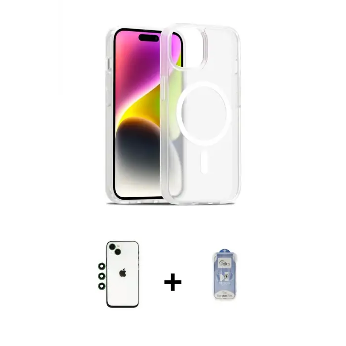 ieg™ iPhone 14 Kılıf Siluet Minimal Prime - Siyah Joko Magic 5D Cam + Shine Kamera Lens - YL