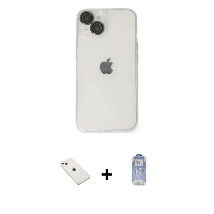 ieg™ iPhone 14 Kılıf Ufuk Minimal Özel Seri - Siyah Joko Magic 5D Cam + Diamond Kamera Lens - PE