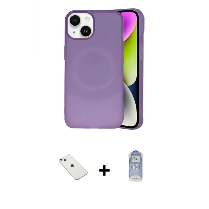 ieg™ iPhone 14 Kılıf Ufuk Serisi - Siyah Joko Magic 5D Cam + Diamond Kamera Lens - PE