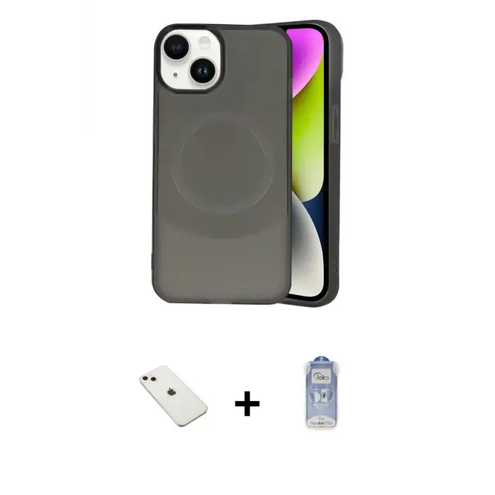 ieg™ iPhone 14 Kılıf Ufuk Serisi - Siyah Joko Magic 5D Cam + Diamond Kamera Lens - PE