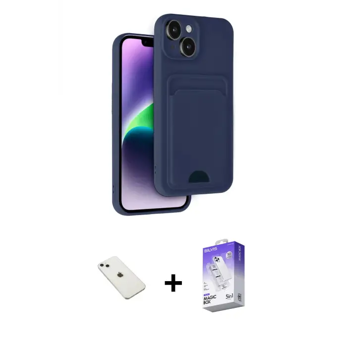 ieg™ iPhone 14 Kılıf Vadi Çizgi Prime - Siyah Bilvis 5in1 3D Magic Cam Ekran Koruyucu + Diamond Kamera Lens - SABE