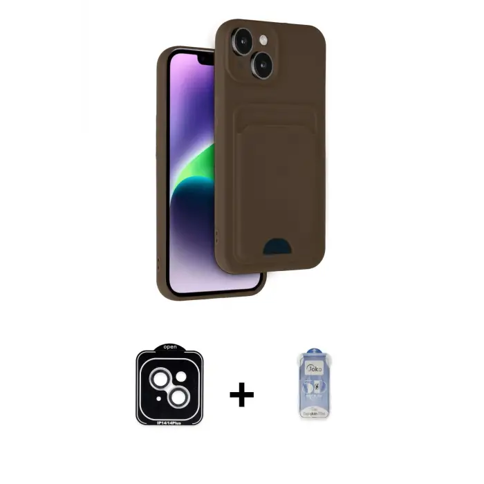 ieg™ iPhone 14 Kılıf Vadi Çizgi Prime - Siyah Joko Magic 5D Cam + PVD Metal Kamera Lens - GS